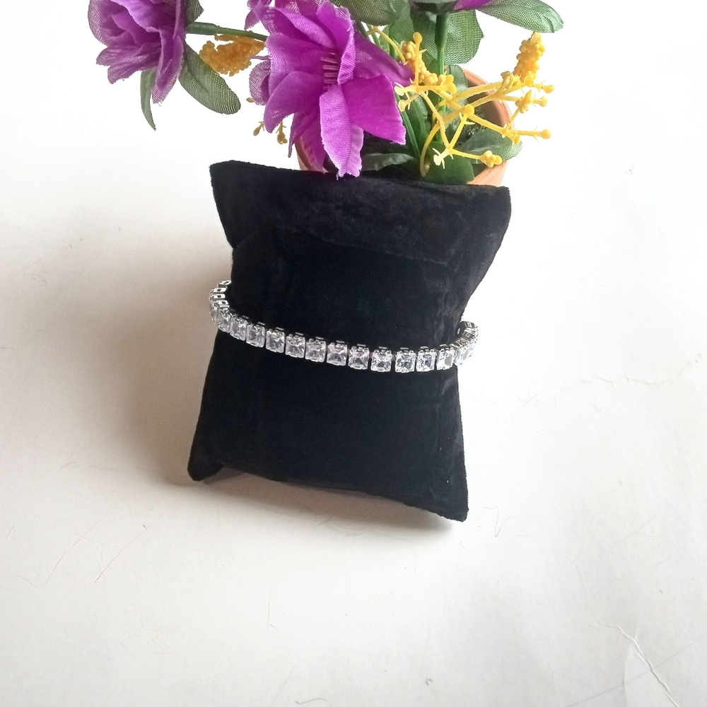 Swarovski Crystal Square Stone Sparkling Topaz Slider Tennis Bracelet